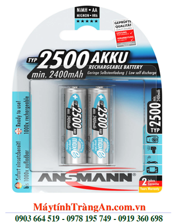 Ansman AA2500mAh; Pin sạc AA 1.2v Ansman maxE-1.2v AA2500 BLue-BL2 (Loại vỉ 2viên)